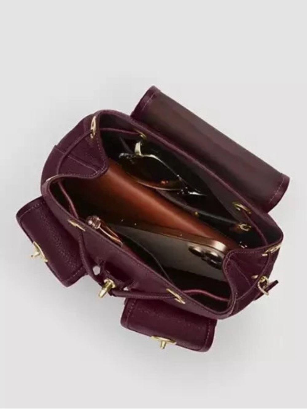 Coach Hadley Backpack Pebble Leather Gold Dark Wine - Picture 11 of 12
